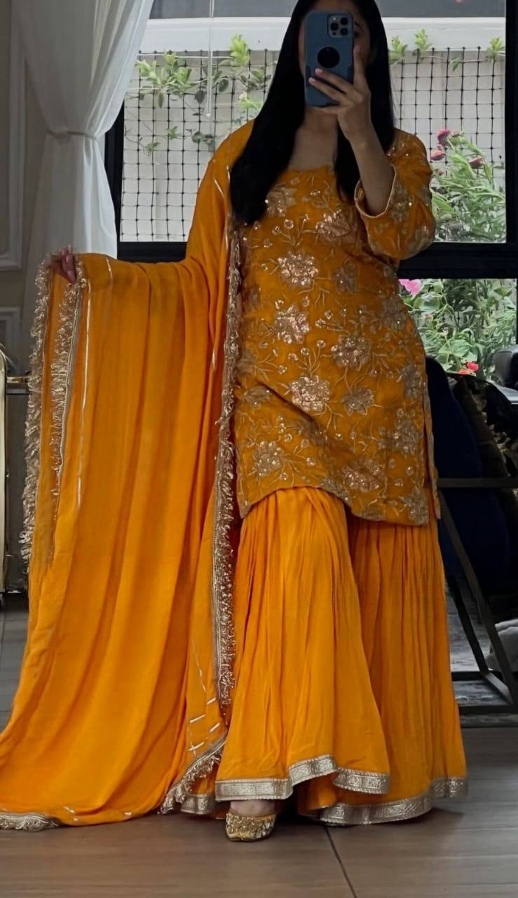 Luxe Mustard Embellished Haldi Ensemble